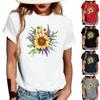 Women's Fashionable Round Neck Casual Retro Print Short Sleeved T-shirt Top