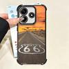 Америка Маршрут 66 Гальванический Чехол Для Телефона Для Xiaomi Poco X5 X6 X7 X8 Pro Max F8 Ultra F7 M8 M7 M5S Redmi 15C 15 14C 13C 13 X3 12C F6