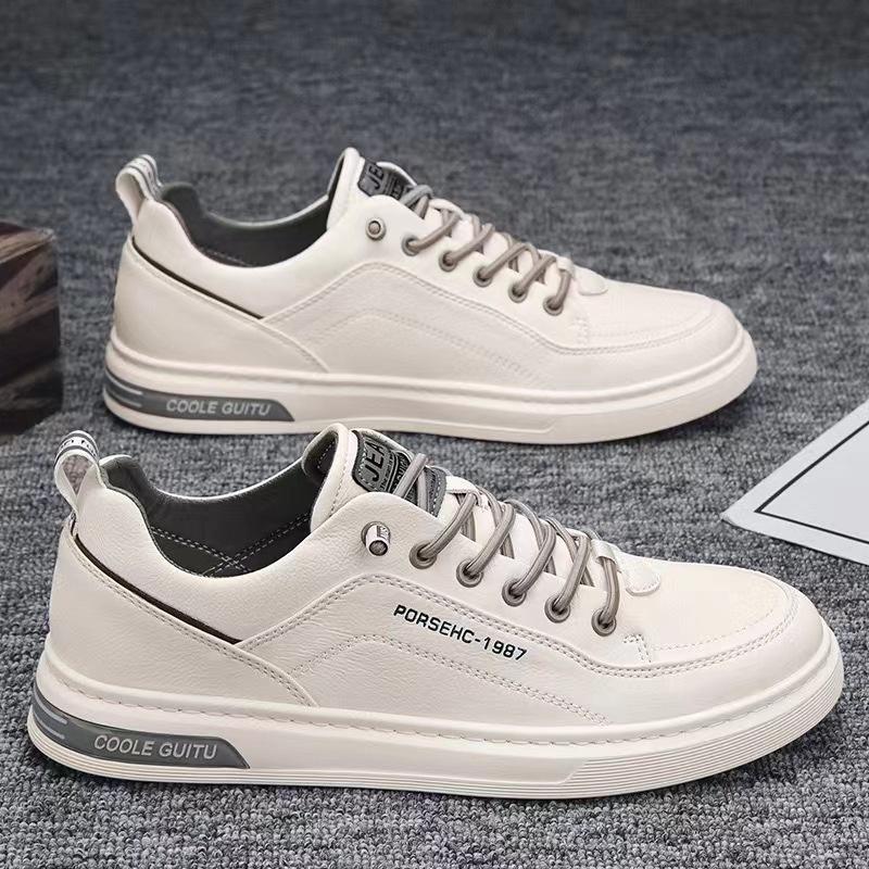 Men'S Shoes Casual Leather Shoes Men'S Little White Flat Shoes Youth Versatile Summer Sports White Shoes