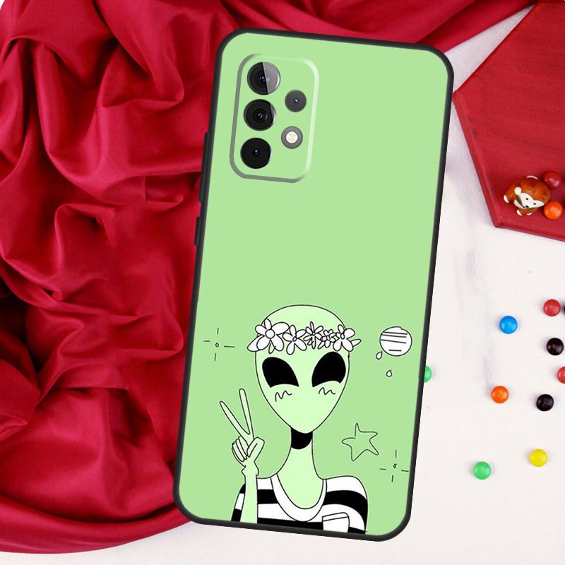 Эстетика Милый Мультяшный Инопланетянин Для Samsung Galaxy A15 A55 A53 A33 A35 A22 A32 A52 A54 A34 A14 A56 A36 A26 A16 A05 A06 Чехол