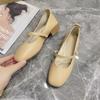 2024 New Fashionable Square Toe Women's Shoes Shallow Buckle Solid Color Comfortable Temperament Women's Shoes Zapatos Mujer