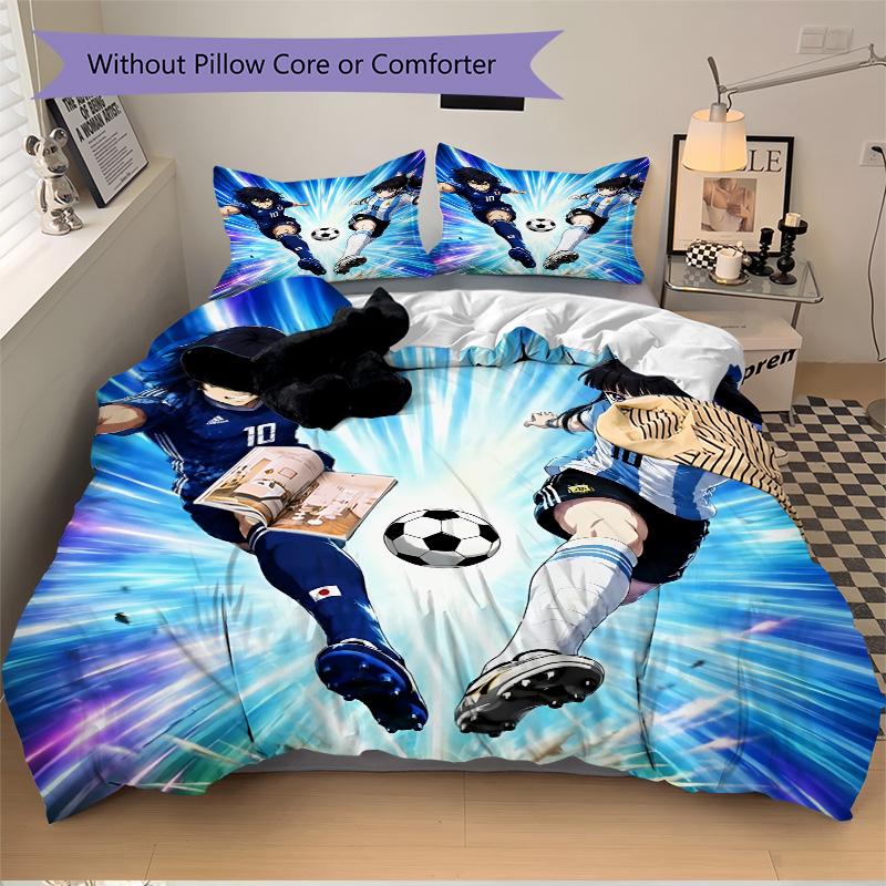 3pcs Soccer Duel Japan Vs Argentina Bedding Set, Includes One Quilt Cover and Two Pillowcases, Bedroom and Guest Room Decoration. T7231129