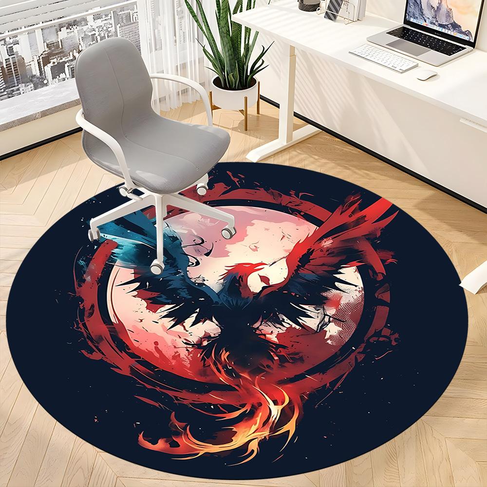 1pc Phoenix Rising Office Round Area Rug, Under Office Chairs Bedroom Living Room Home Decor, Room Deco, Available in Various Sizes