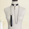 Women Faux Leather Collar Leash Chain Decor Adjustable Erotic Lover Necklace Cosplay Nightclub Party Choker Individual Neck Jewelry
