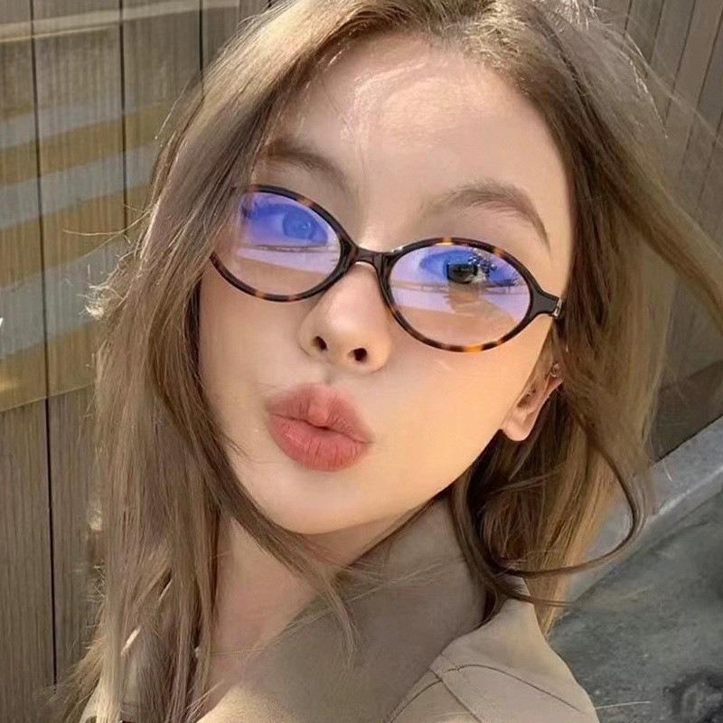 Овальные очки в маленькой оправе Ретро Женские Корейские Простые Очки Мужские Леопардовые Защита от синего света Модные очки