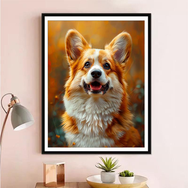 5d DIY Diamond Painting Cross Stitch Cute Animal Corgi Diamond Embroidery Mosaic Full Round Drill Home Decor Arts