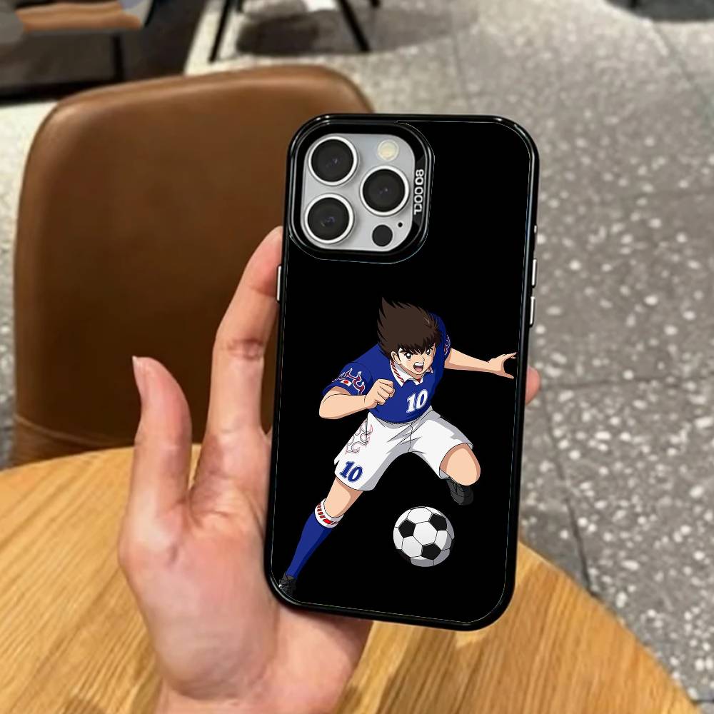 Аниме C-captain T-tsubasa Чехол для телефона для iPhone17,16,15,14,13,12,11 Plus,Pro Max Цветной Серебряное покрытие Внутренняя крышка