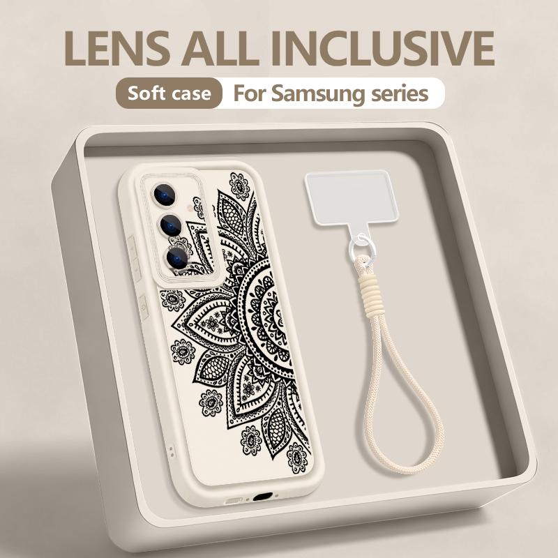Чехол-ремешок на запястье для Samsung Galaxy S26 S24 S25 Ultra S23 S25 FE A57 A17 A37 A56 A16 A55 A54 A15 A25 Чехол с винтажными узорами