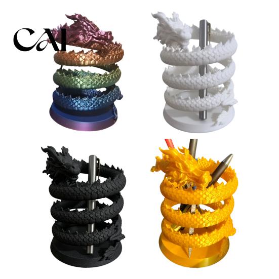 Decorative Pen Cup for Study Coiled Dragon Holder, Chinese Style Pencil Holder Desk Organizer, Stationery Storage Container Office School Supplies