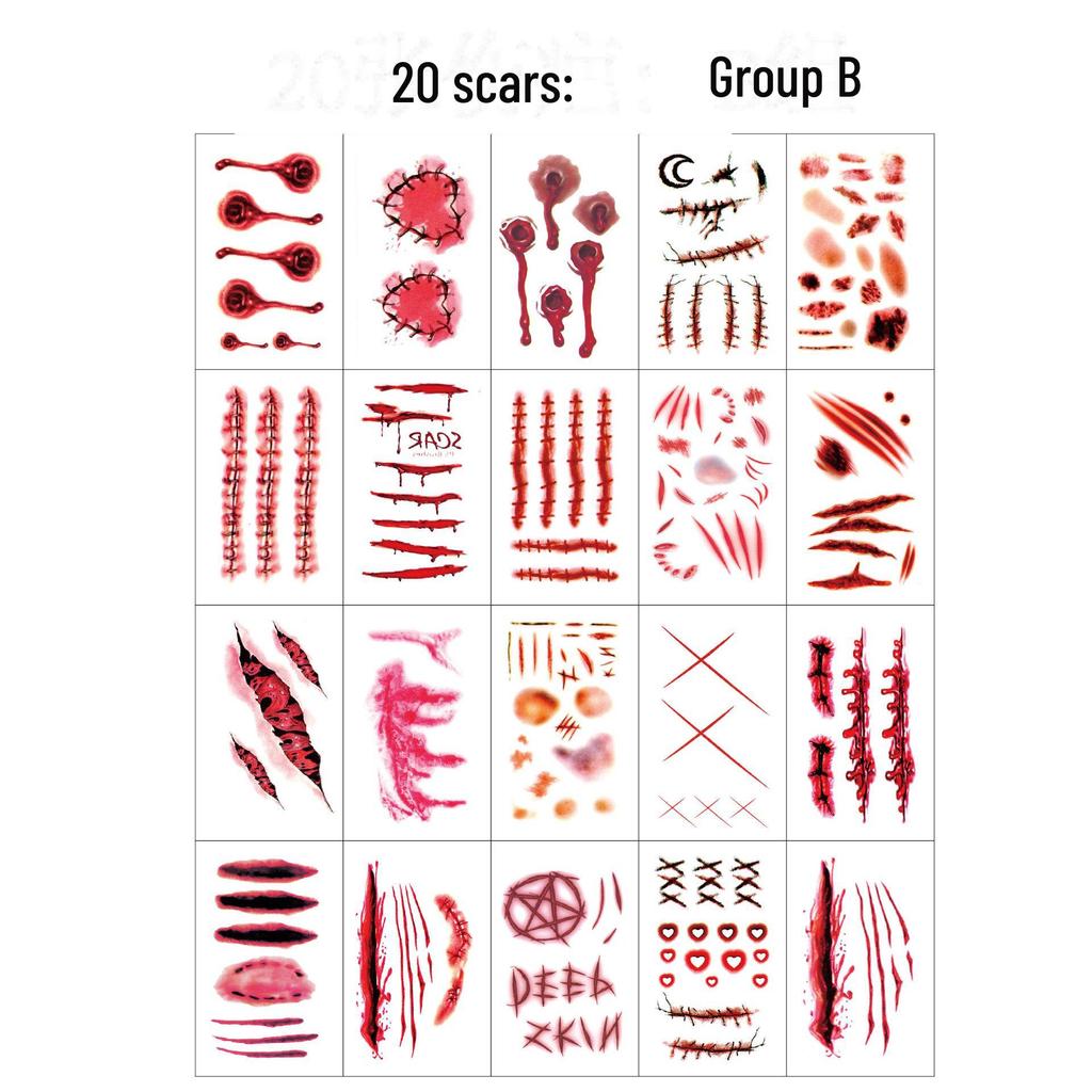 Наклейки на лицо с кровоточащим укусом и шрамом от зуба на Хэллоуин