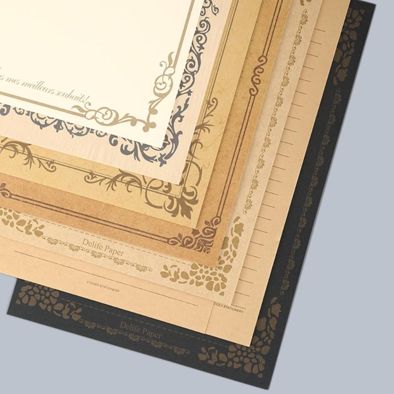 8 Листов Винтажной Крафтовой Канцелярской Бумаги A5 В Линию Набор Бумаги для Письма для Персонализированного Письма Стихотворения