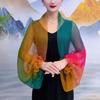 Summer Women's Gradient Sunscreen Shawl Pleated with Sleeve Shawl Sunscreen Thin Scarf