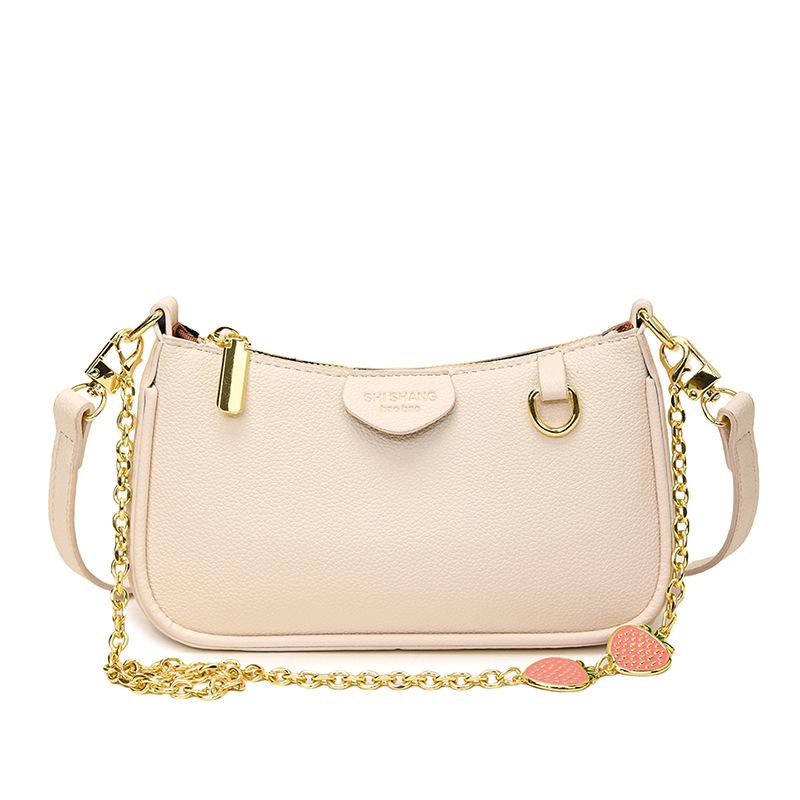 2025 New Lychee Pattern Women's Bag Armpit Bag Casual Fashion Chain Handbag Shoulder Bag Vintage Trend Commuter Bag