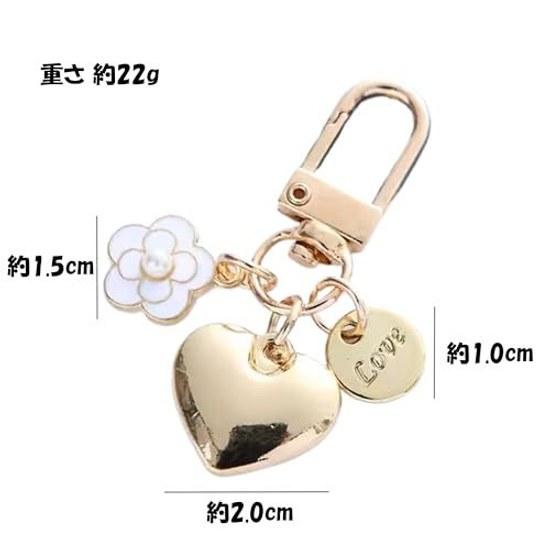 Amiri 2 types heart key holder bag charm womens flower accessory keyring carabiner gold stylish cute gift