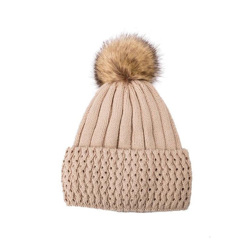 Women S Winter Warm Knit Hat With Pom Pom Fleece Lined Solid Color Adult Beanie