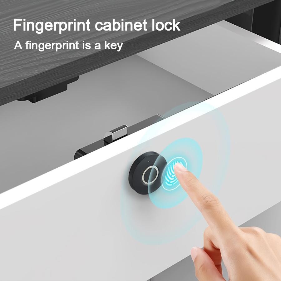 Intelligent Fingerprint Cabinet Lock, One-Button Unlocking,Double Door Cabinet Lock, Compact ABS Fingerprint Drawer Lock - Smart Biometric Security