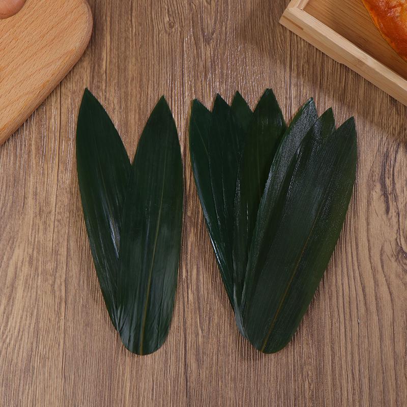 100Pcs Sushi Bamboo Leaves Sashimi Dish Leaf Ornament Home Decor Serving Disposable Plates Artificial Fake Grass