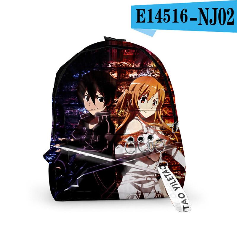 Классические рюкзаки по аниме Sword Art Online для мальчиков/девочек, школьные сумки для учеников, 3D-печать, брелоки, водонепроницаемые из Оксфорда, милые маленькие рюкзаки