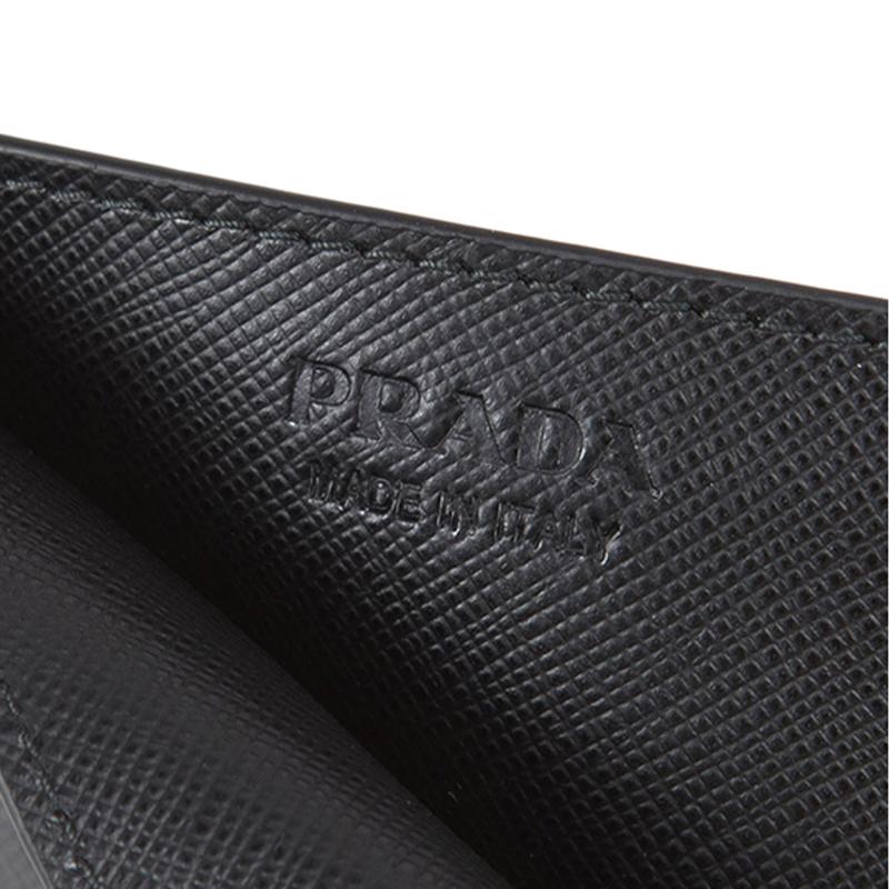 Prada Metal Logo Open Card Holder Men Card Holder Black 2MC223-QME-F0002