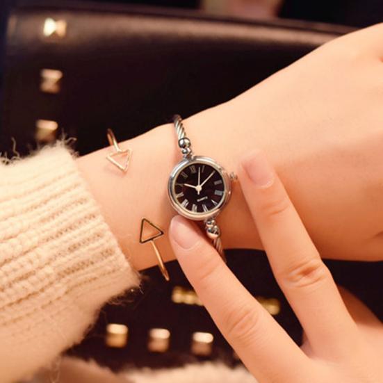 Женский ретро-браслет из нержавеющей стали с круглым циферблатом, кварцевые наручные часы