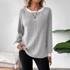 Pullovers & Long Sleeves Autumn Winter Long Sleeved Solid Color Ribbed Pit Strip Top