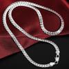 Silver Color Necklace 6mm Side 40-60cm Chain For Woman Men Fashion Wedding Engagement Jewelry Gift