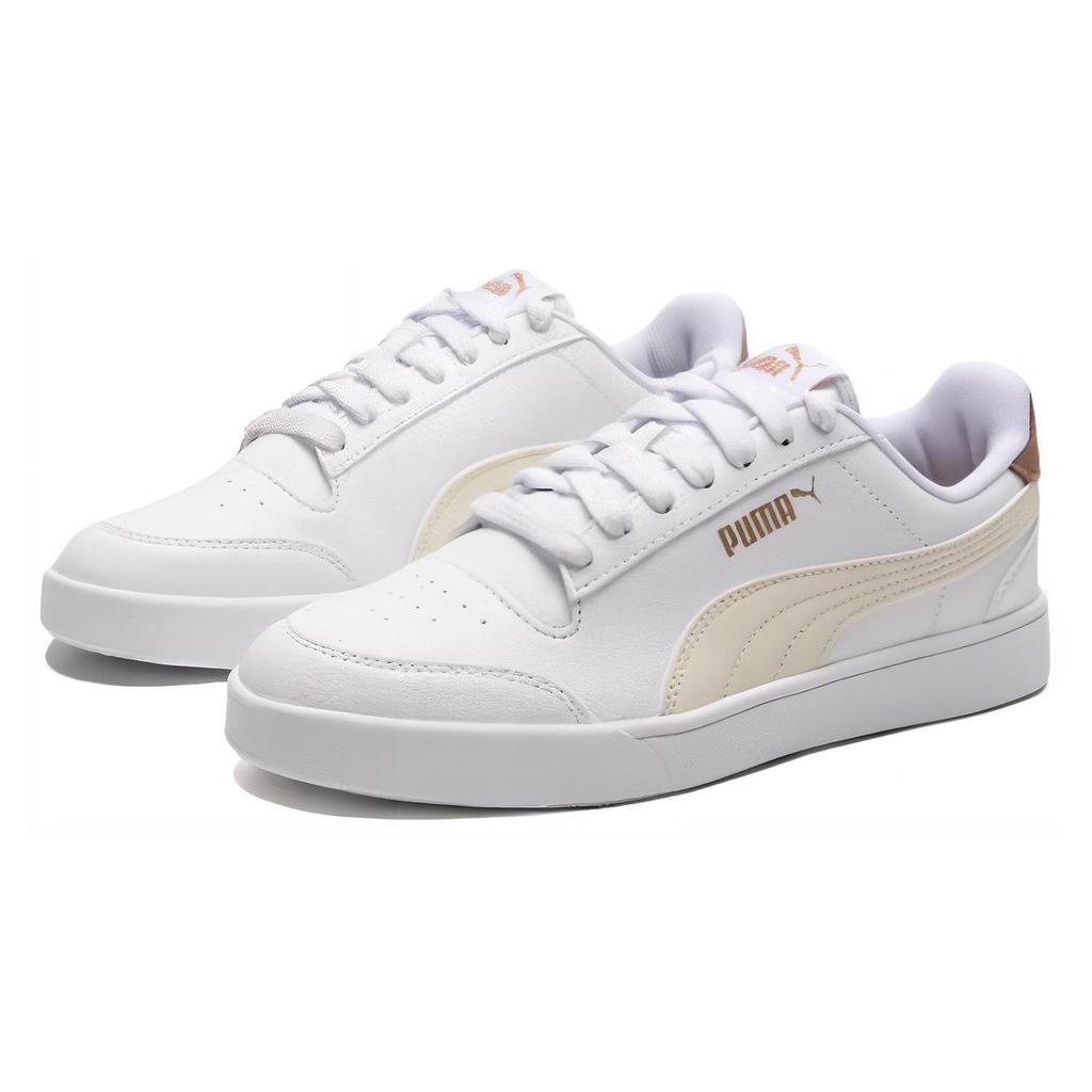 Puma Shuffle Round Toe Lace-Up Durable Lightweight Low-Top Skate Shoes Unisex Sneakers White Platinum 309668-29