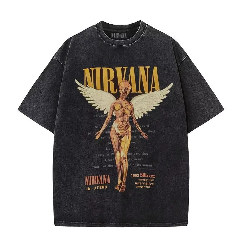 Мужская футболка Nirvana 'In Utero' Большого размера Потертая Повседневная Свободная Уличная Одежда Женская футболка