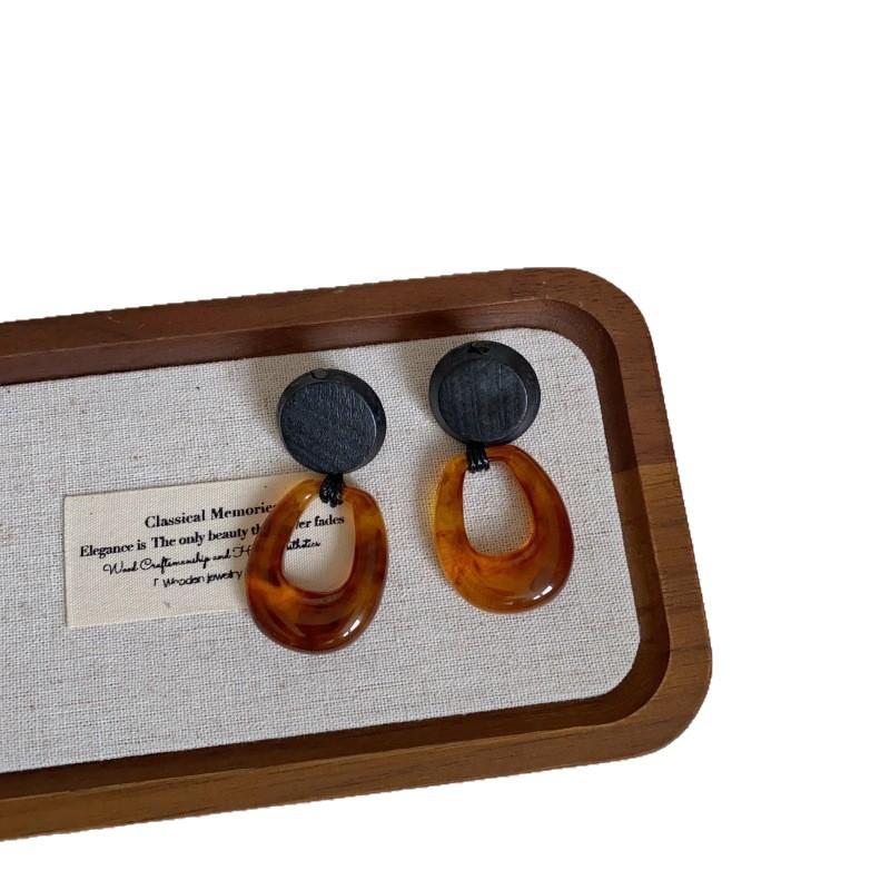 Карамельного цвета размазанный диск смоляные серьги женские ретро легкая роскошь преувеличенная личность уникальные изысканные серьги серьги