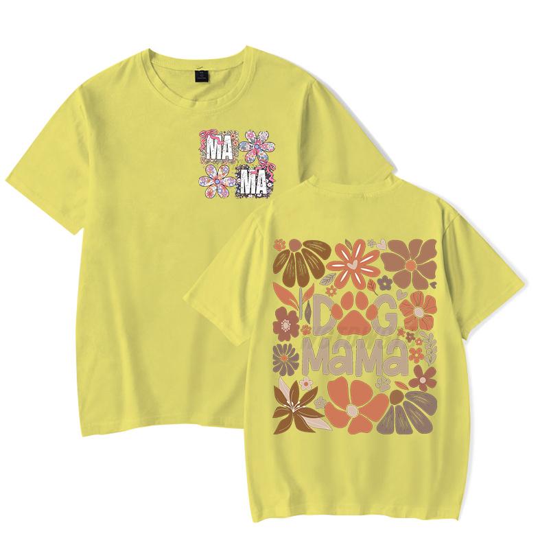Футболки Dog Mama Fashion Casual Забавный подарок для владельца собаки Футболка с коротким рукавом Цветочный Бохо Винтажный дизайн футболки Женская одежда