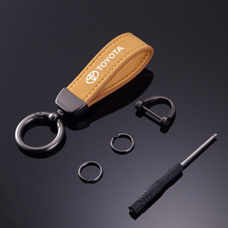 ATH1 Leather Metal Luxury Car Keychain For Toyota Rav4 Prado Corolla CHR Avalon Highlander Tacoma Hilux Avensis Camry Land Cruiser