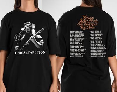 Футболка с туром Криса Стэплтона 2024, Футболка Chris Stapleton All American Road Show, Унисекс футболка
