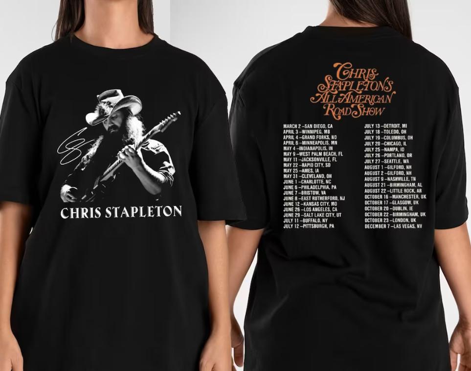 Футболка с туром Криса Стэплтона 2024, Футболка Chris Stapleton All American Road Show, Унисекс футболка