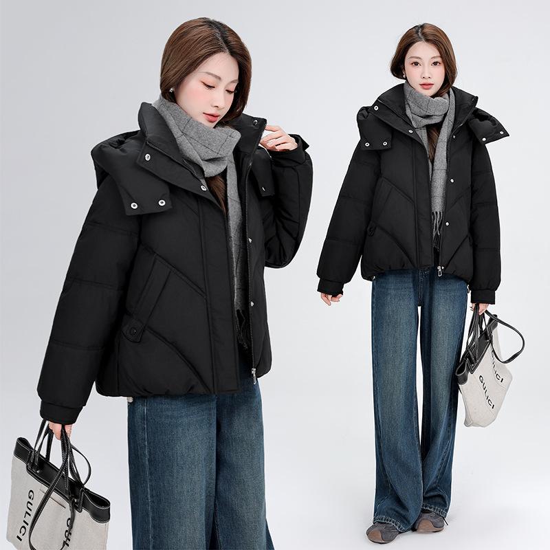 New cotton-padded clothes for women's winter thickened cotton-padded jackets, short bread clothes, winter clothes, large-size hooded cotton-padded