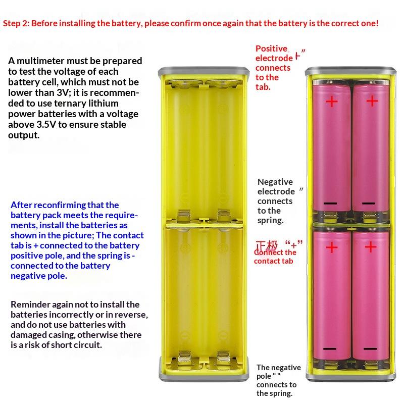 18650 Battery Storage Box 8 Cell PD 45W Fast Charging Power Bank Case DIY Rechargeable Kit for Camping Business Trips