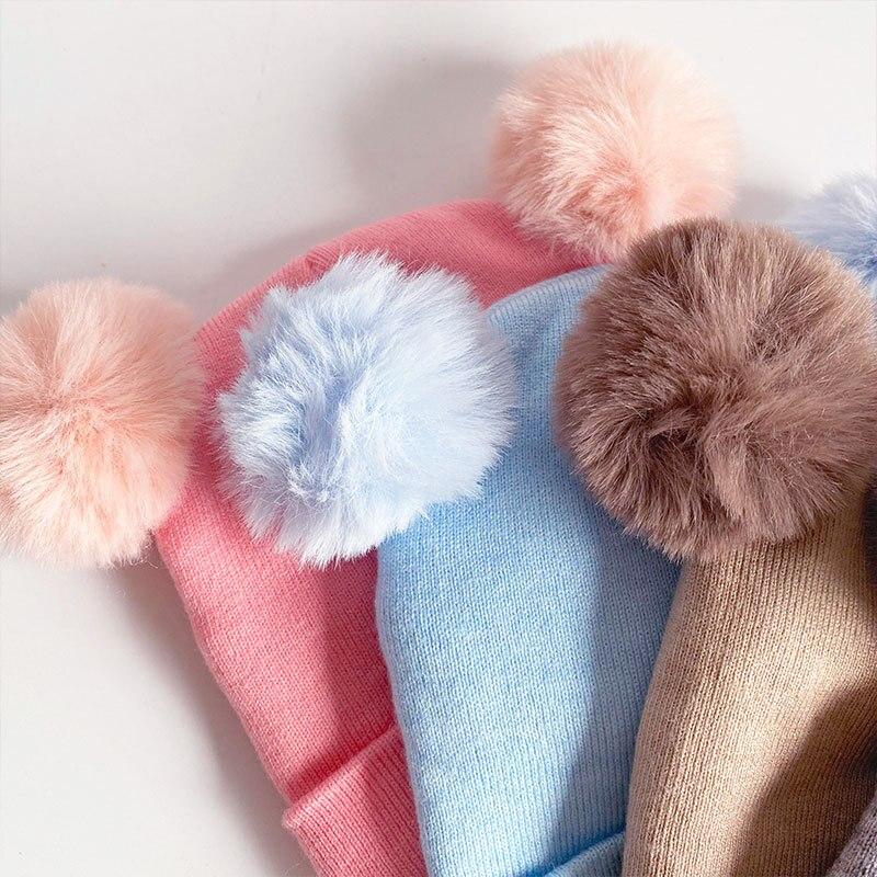 2PCS Baby Knitting Hat Cotton Ear Cap Boys Girls Winter Hat Scarf Set Toddler Boys Cap Scarf Infant Accessories