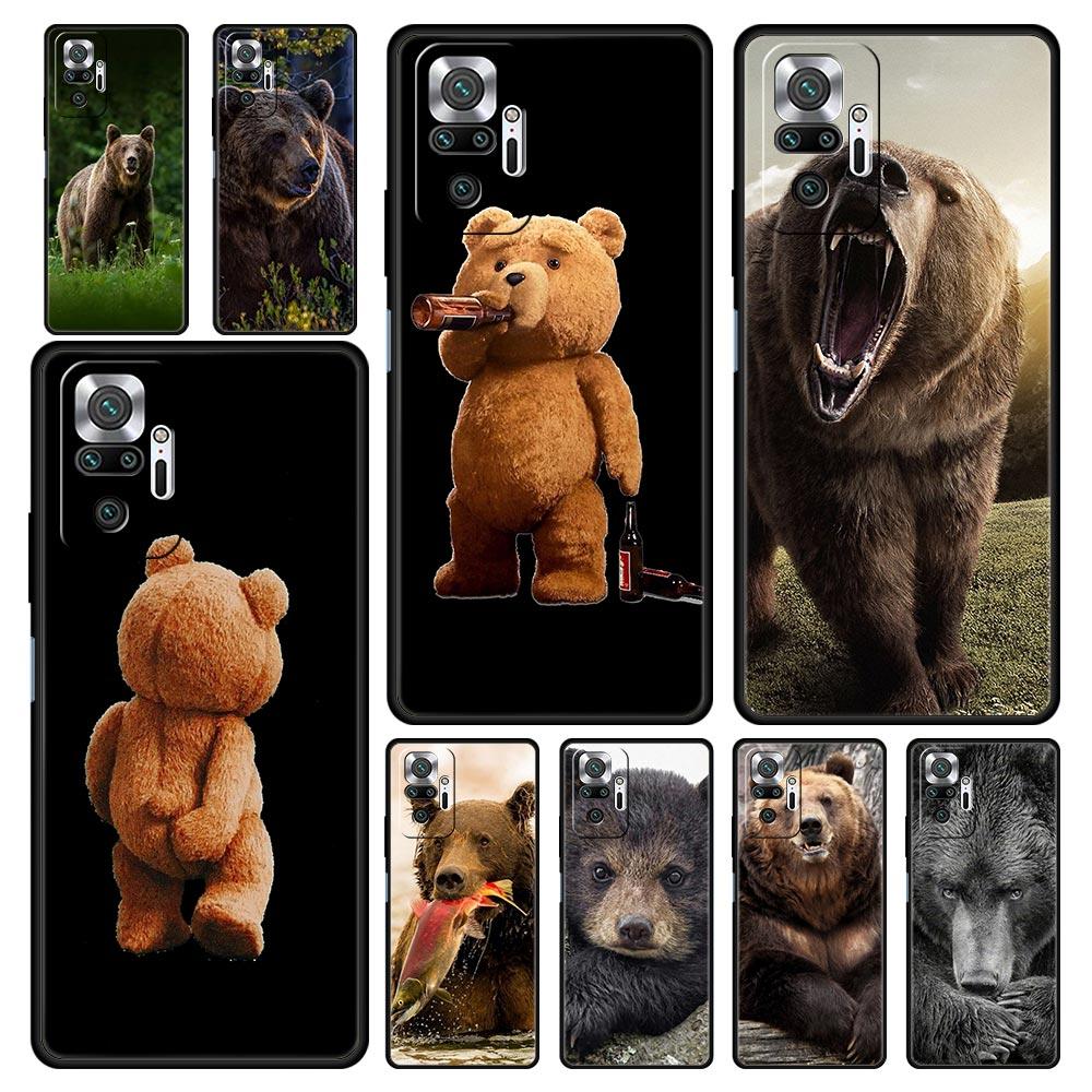 Funny Just Relax Brown Bear Luxury Phone Case For Xiaomi Redmi Note 12 11 10 Pro Plus 9S 9 8 7 9T 8T 9C 9A 5G K40 Gaming Cover