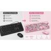 Wireless Keyboard and Mouse Combo, 2.4G Silent Keyboard Mouse Set with Round Retro Keycaps, Ergonomic Design for Office Home, USB Receiver, Compatible