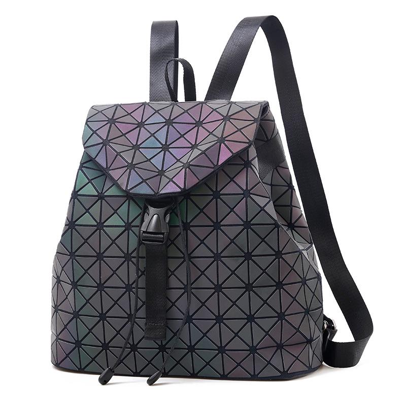 Women Bag Geometric Rhombus Laser Backpack Gradient Color Backpack Female Shoulder Bag Messenger Bag