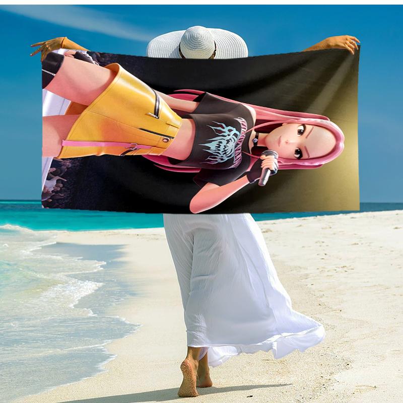 1pc KPop Demon Hunters MIRA2 Beach Towel, Comfortable and Thick, and Swimming/Bath/Picnic/Camping Towel, Suitable for Seaside Beaches