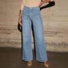 Женские джинсы с высокой посадкой в европейском и американском стиле, женские брюки прямого кроя с широкими штанинами в ретро-стиле