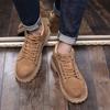 Новые мужские высокие ботинки осень-зима кожаные повседневные туфли для мужчин нескользящие уличные кроссовки на платформе в британском стиле для походов