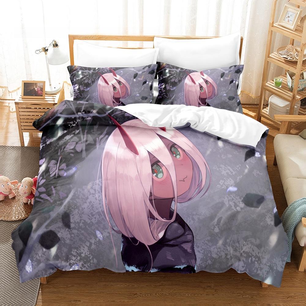 Zero Two (Darling In the FranXX) 002 Bedding Set Single Twin Full Queen King Size Bed Set Aldult Kid Bedroom Duvet Cover Sets