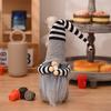 Adorable Plush Gnome Figurine Decor For Christmas Featuring Striped Long Hat Design In Coffee Gray And Pink