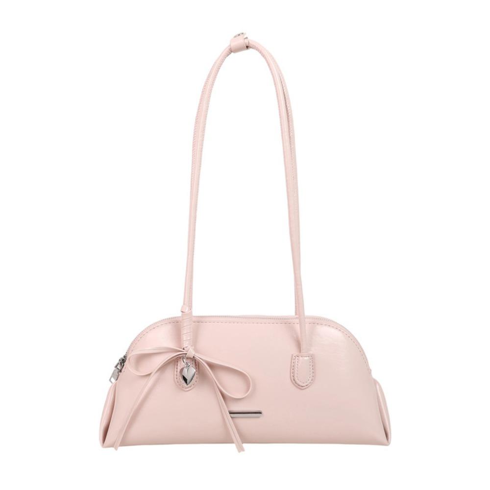 Sweet Bowknot Boston Shoulder Bag PU Leather Women Handbag Chic Design Plaid Underarm Pack Dating