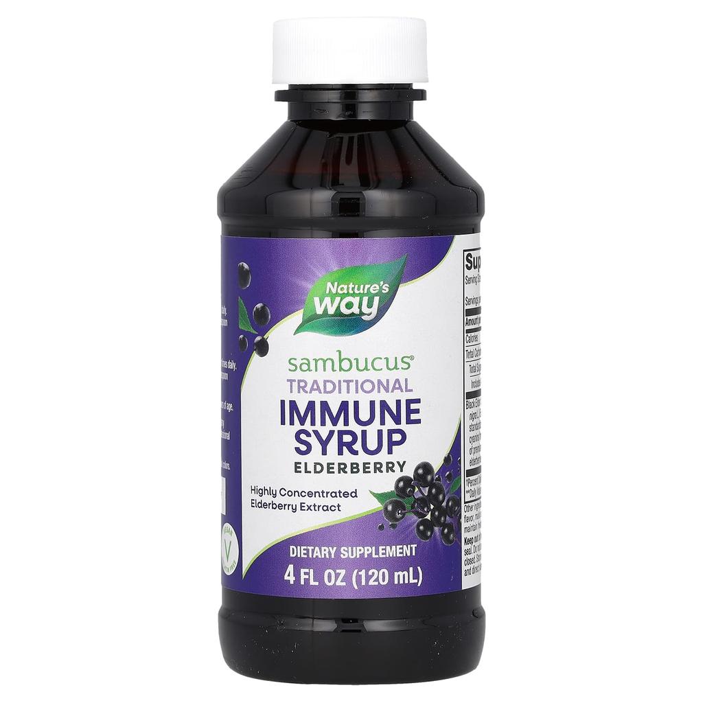 Nature's Way, Sambucus, традиционный сироп для иммунитета, бузина, 4 жидких унции (120 мл)