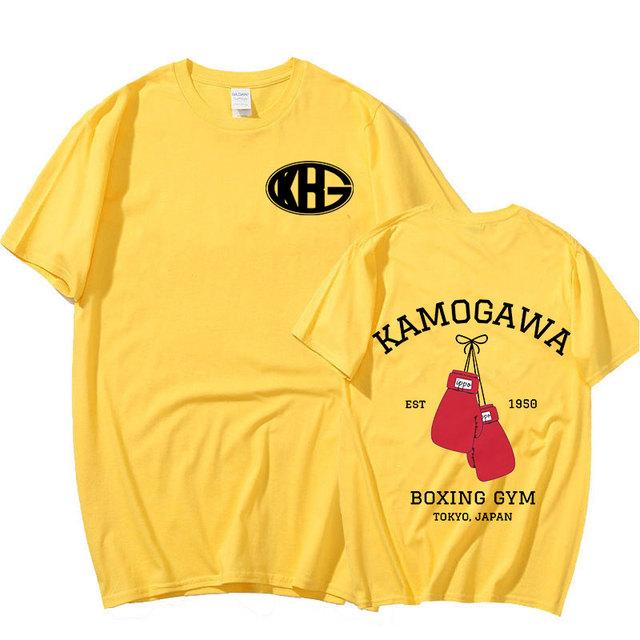 Аниме Hajime No Ippo Футболка Манга Камогава Бокс Тренажерный зал КГБ Футболки с принтом Мужская хлопковая футболка большого размера Harajuku Уличная одежда Парная одежда Топы