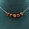 Stones and Minerals. 5 Tiger Eye 8 Mm Pearl Necklace. Stainless Steel Chain Necklace Women Men. Customizable Size.