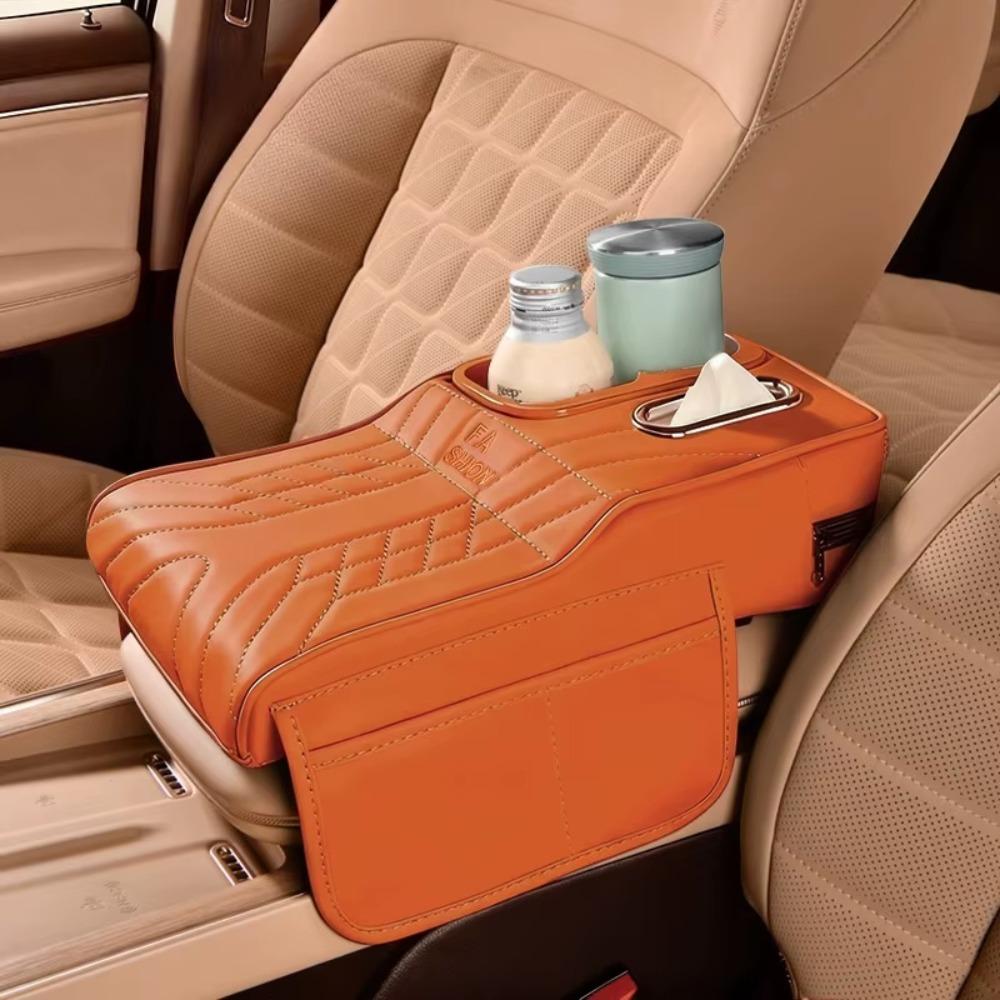 Height Increase Car Armrest Box PU Leather Arm Rest Heightening Pillow Center Console Pad Truck