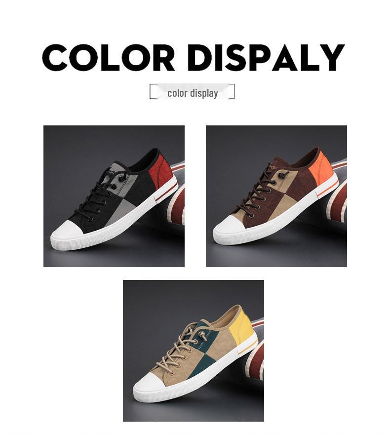 Мужские весенние парусиновые туфли: Дышащие, Повседневные, Универсальные низкие кеды для скейтбординга с эластичной лентой.